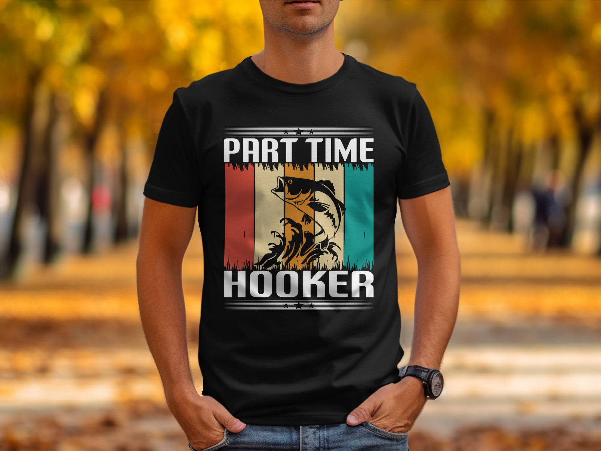 Part Time Hooker Graphic Tee Funny Fishing Shirt