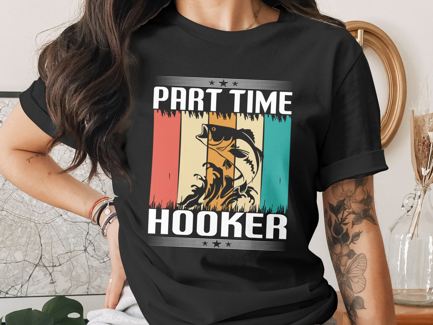 Part Time Hooker Graphic Tee Shirt for Fishing Enthusiasts