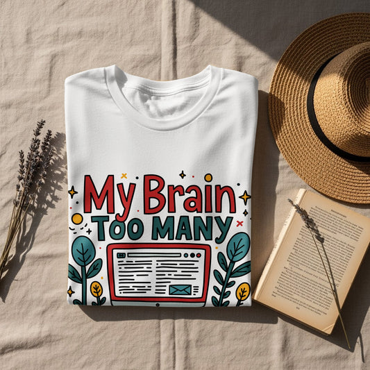 “My Brain Has Too Many Tabs Open” Tee — Tech & Office Humour