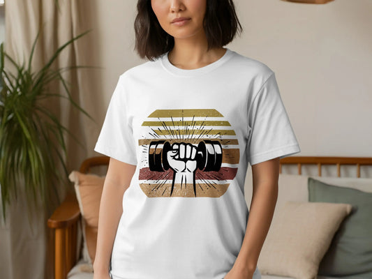 Graphic Dumbbell Lifting Vintage Style T-Shirts Boofy