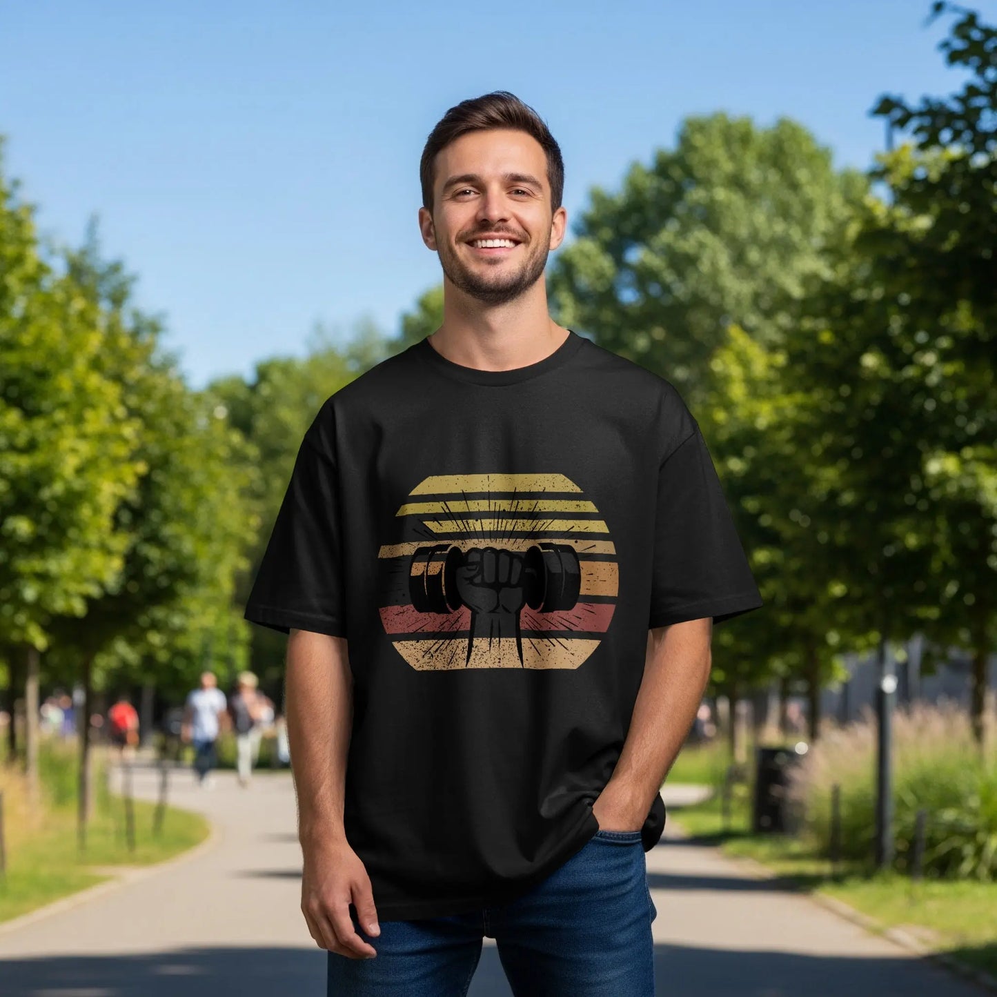 Graphic Dumbbell Lifting Vintage Style T-Shirts Boofy