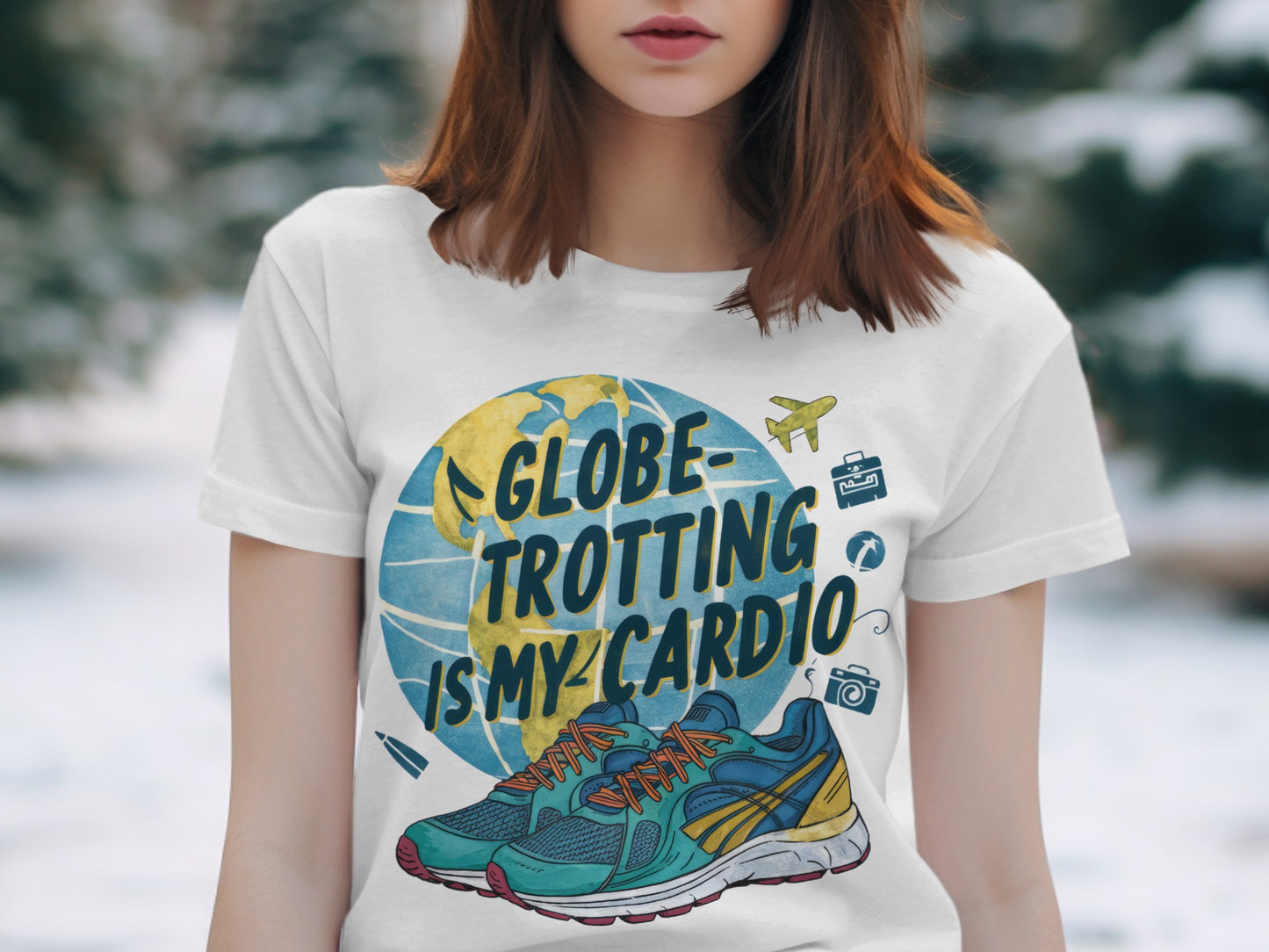 Traveler Fitness T-Shirt: "Globe-Trotting Is My Cardio" Trendy Graphic