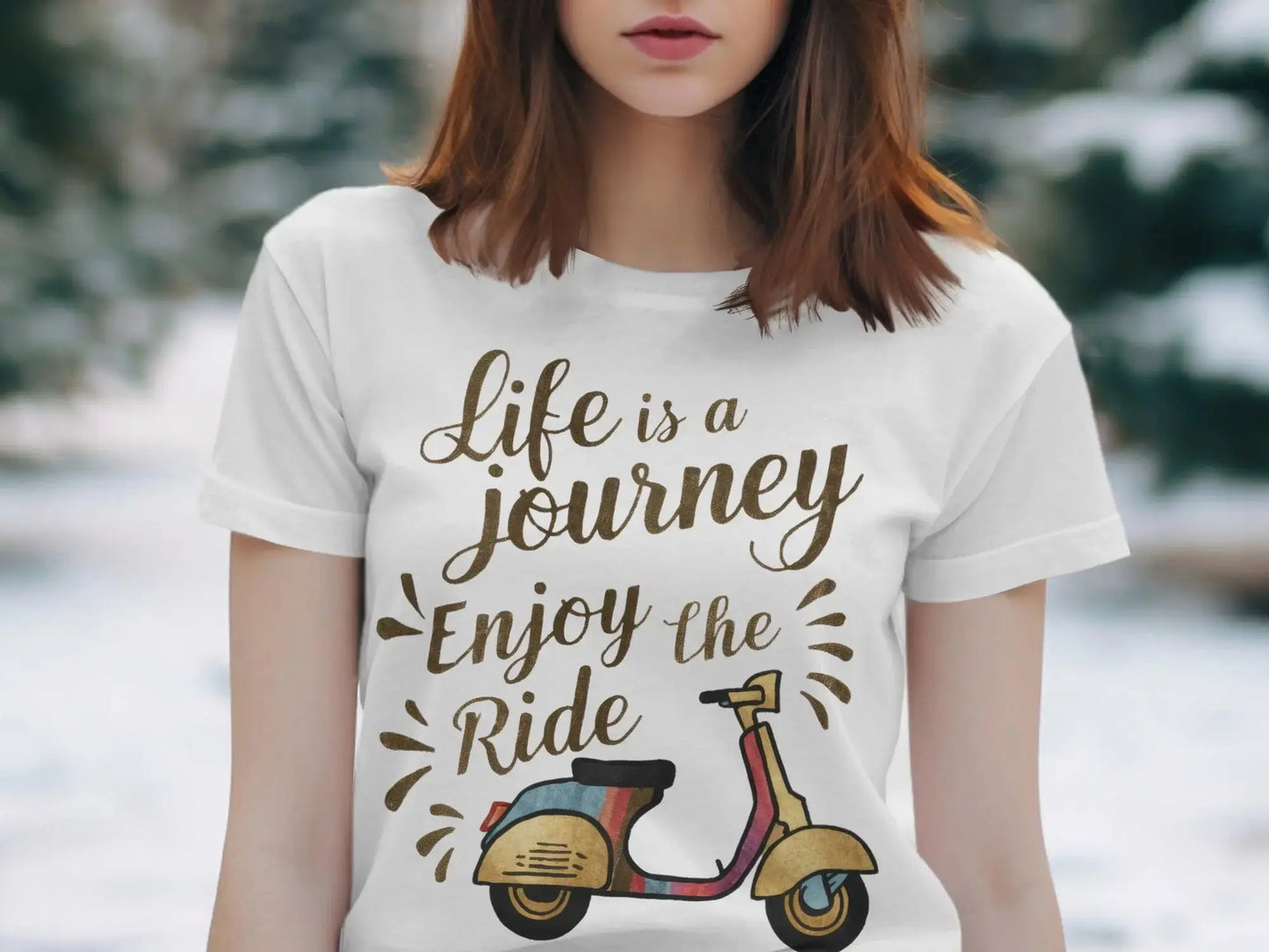 Inspirational Journey T-Shirt: "Life is a Journey Enjoy The Ride" Scooter