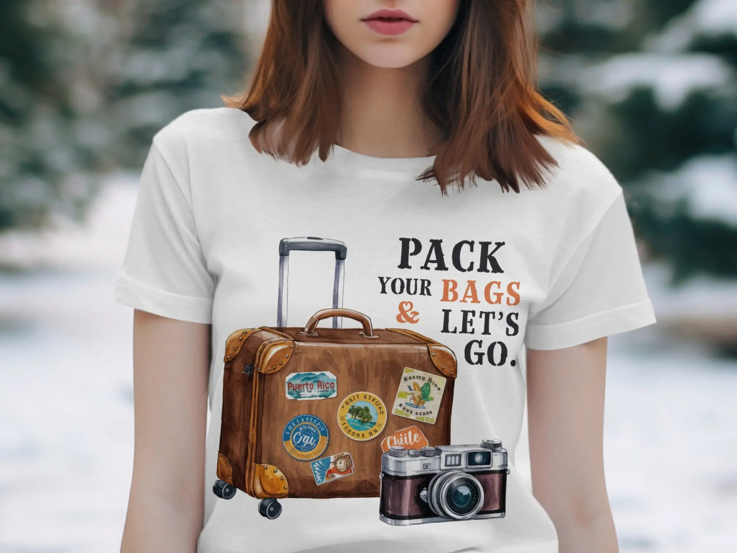 Adventure T-Shirt: "Pack Your Bags And Let's Go" Traveler Tee