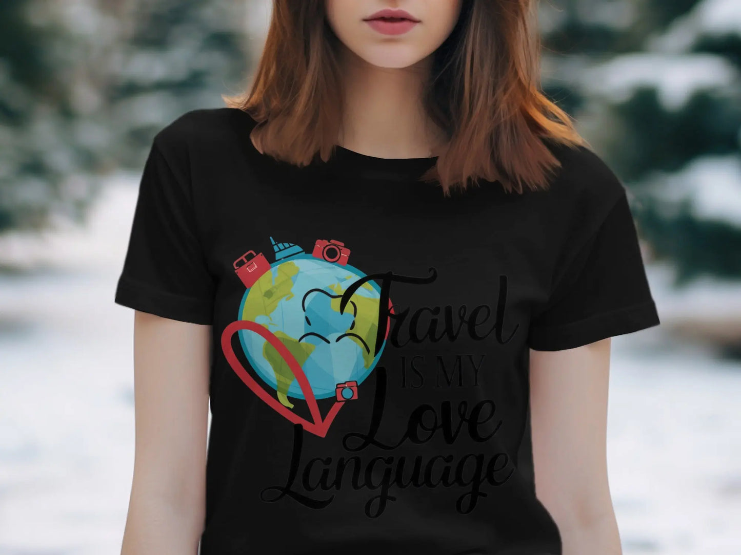 Travel Lover T-Shirt: "Travel Is My Love Language" Earth Globe Tee