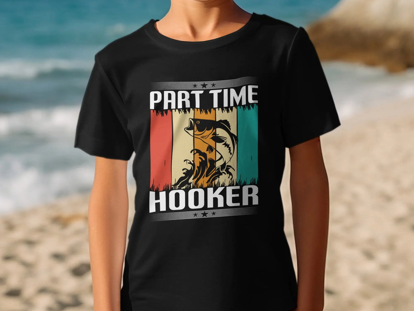 Bold Art Style Fish and Waves T-Shirt Boofy