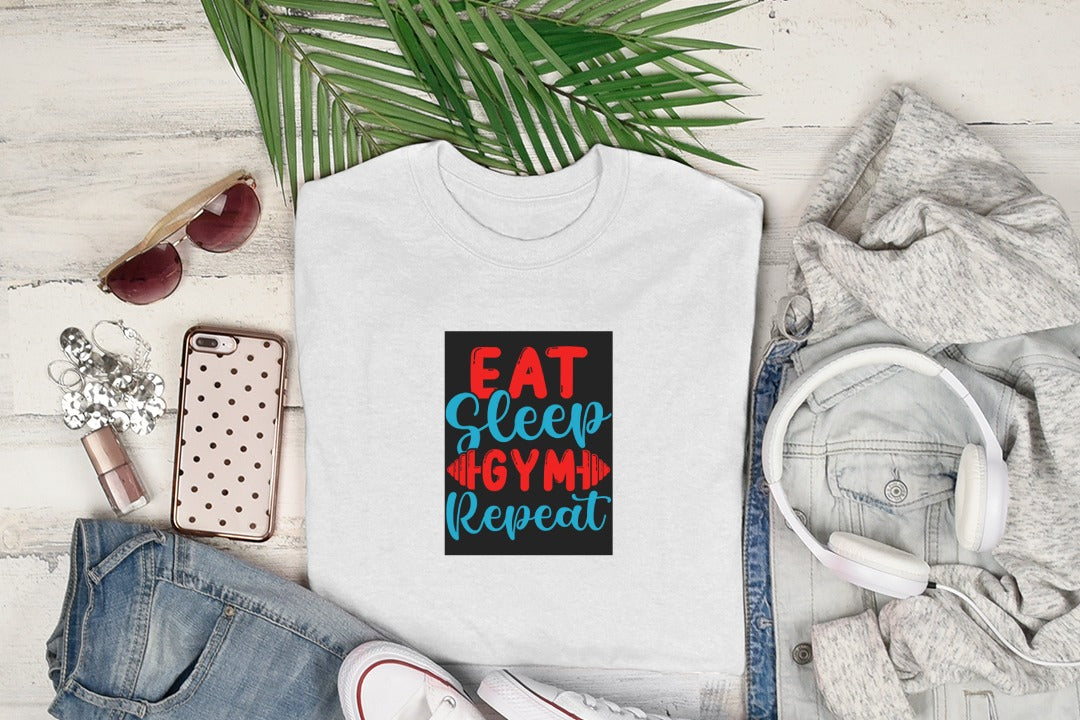 Eat Sleep Gym Repeat Tee - Cotton Tshirt