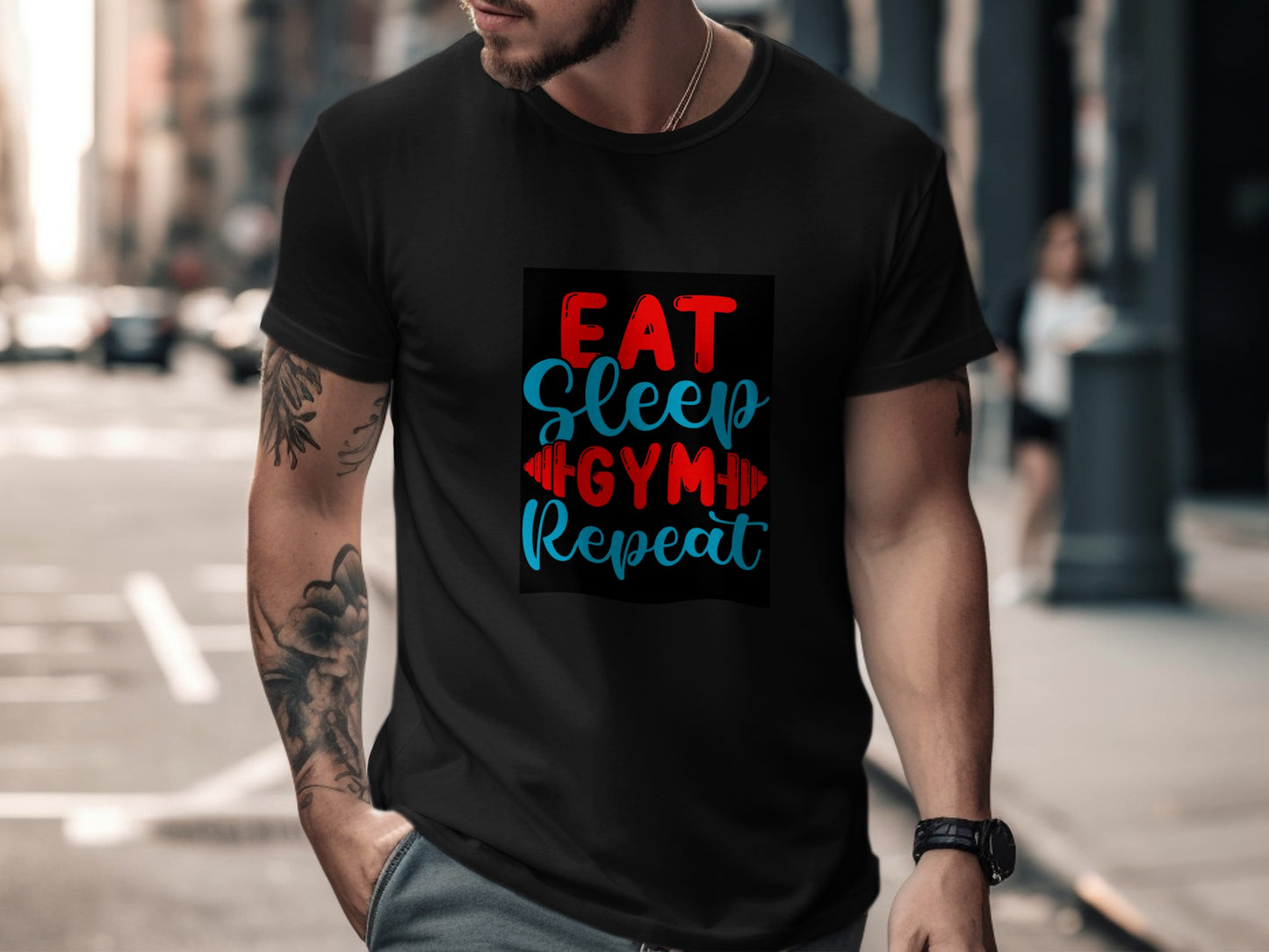 Eat Sleep Gym Repeat Tee - Cotton Tshirt