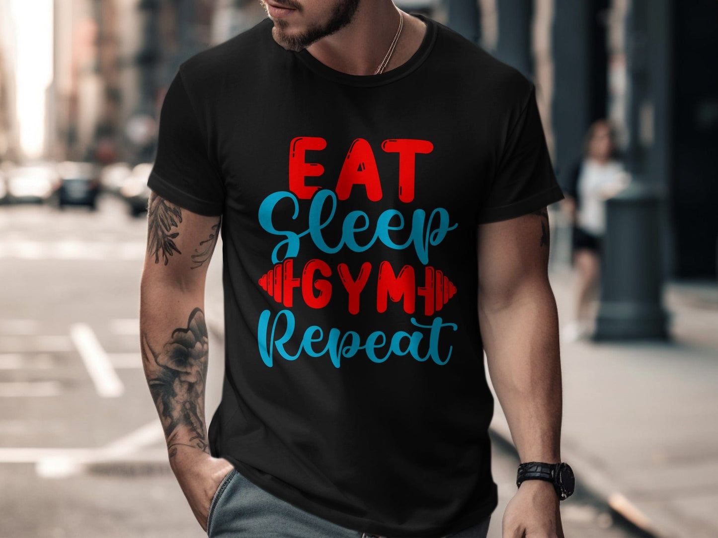 eat sleep gym repeat - Cotton Tshirt