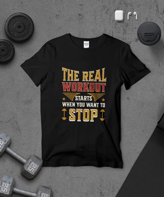 "The Real Workout Starts" Gym T-Shirt Boofy