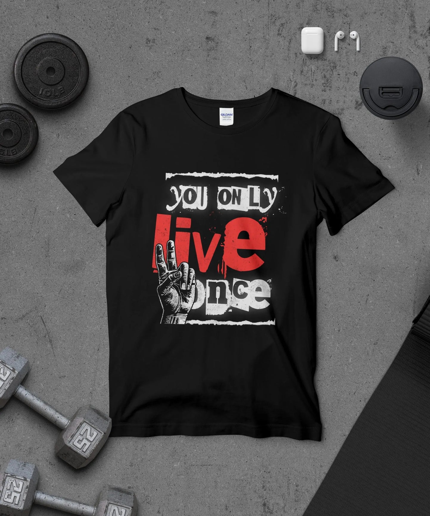 "You Only Live Once" Hand Graphic T-Shirt Boofy