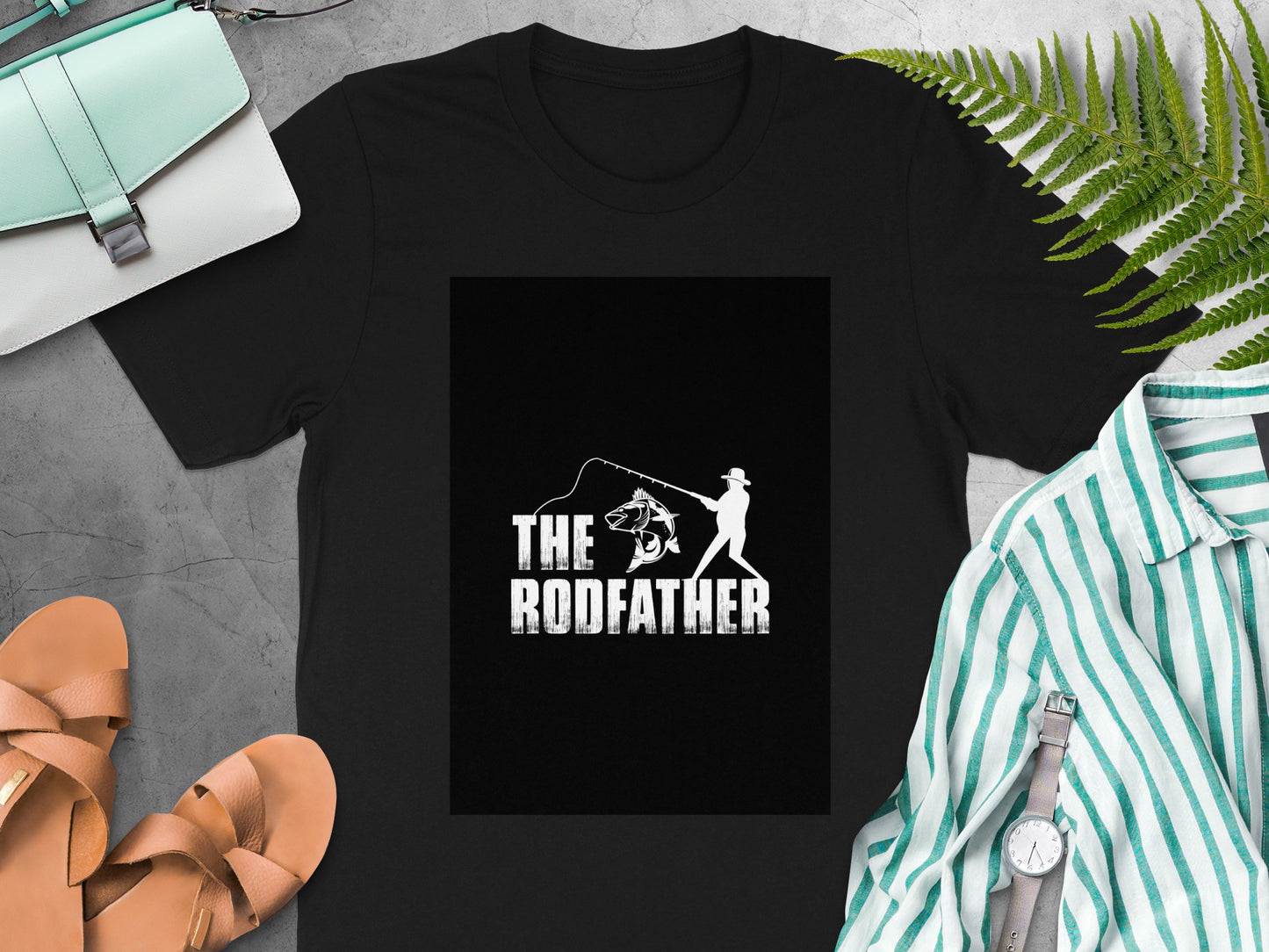 The Rodfather Funny Fishing Graphic T-Shirt