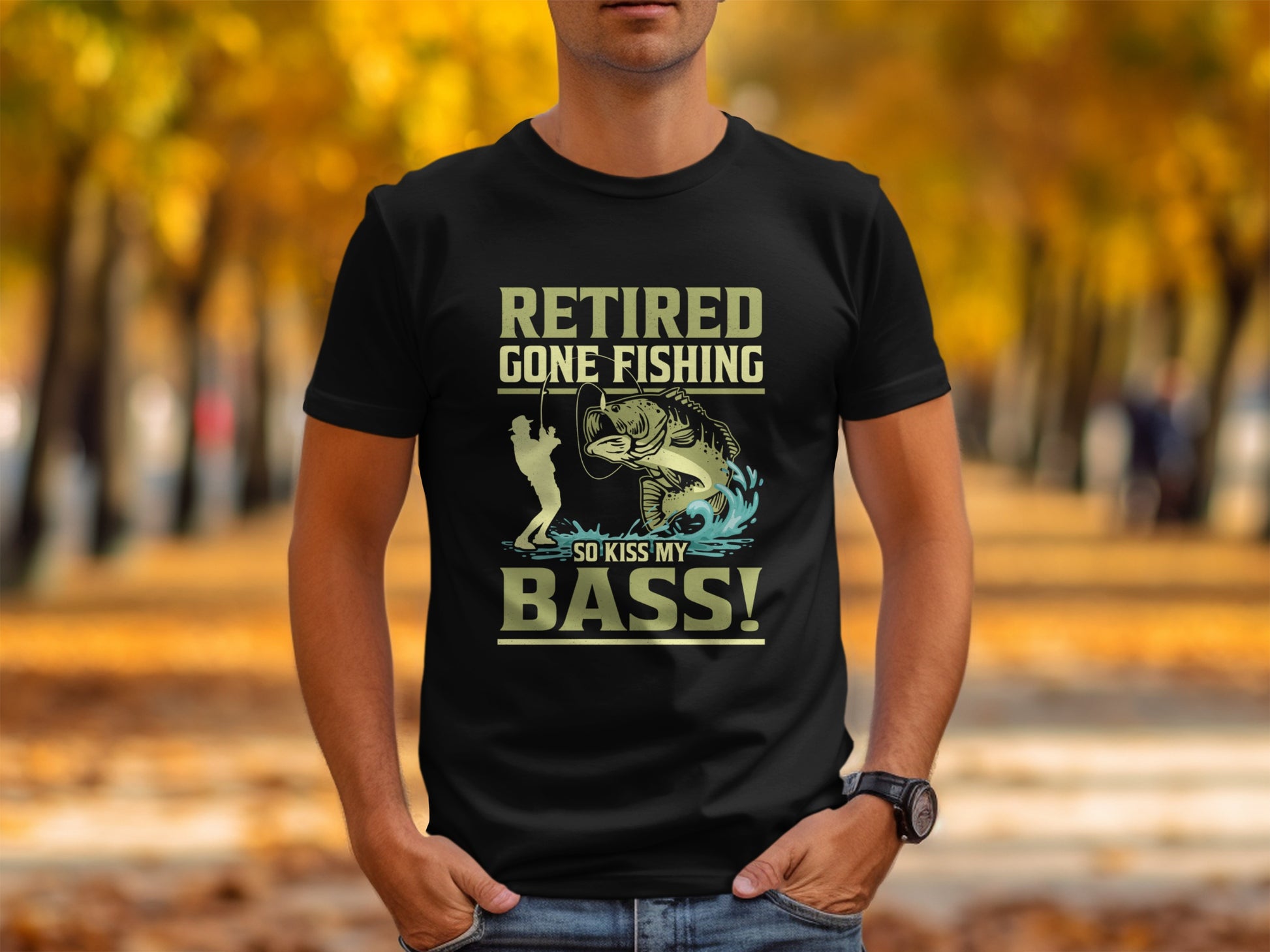 Retired Gone Fishing So Kiss My Bass Graphic T-Shirt