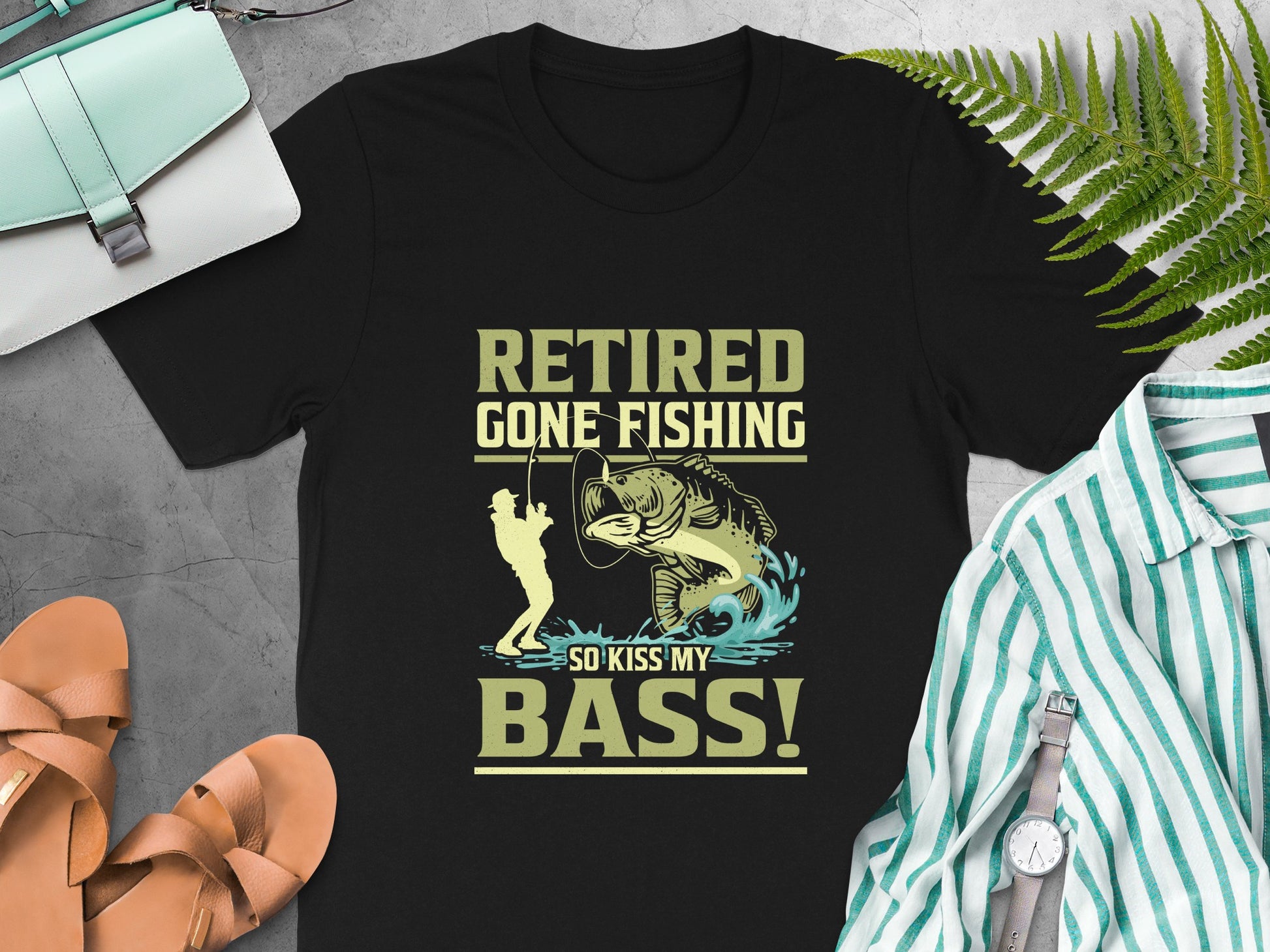Retired Gone Fishing So Kiss My Bass T-shirt