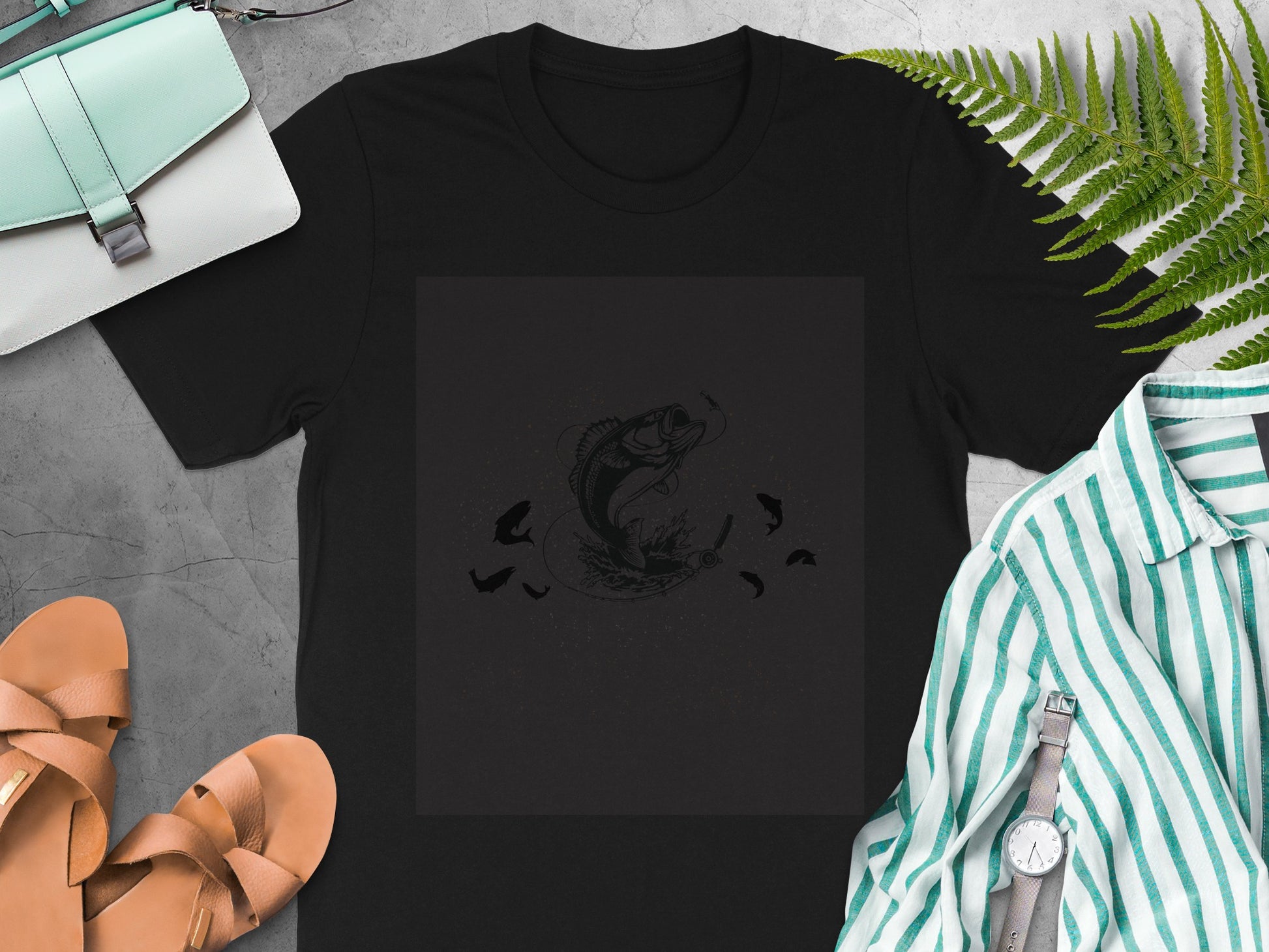 Artistic Fish Design Short Sleeve T-Shirt