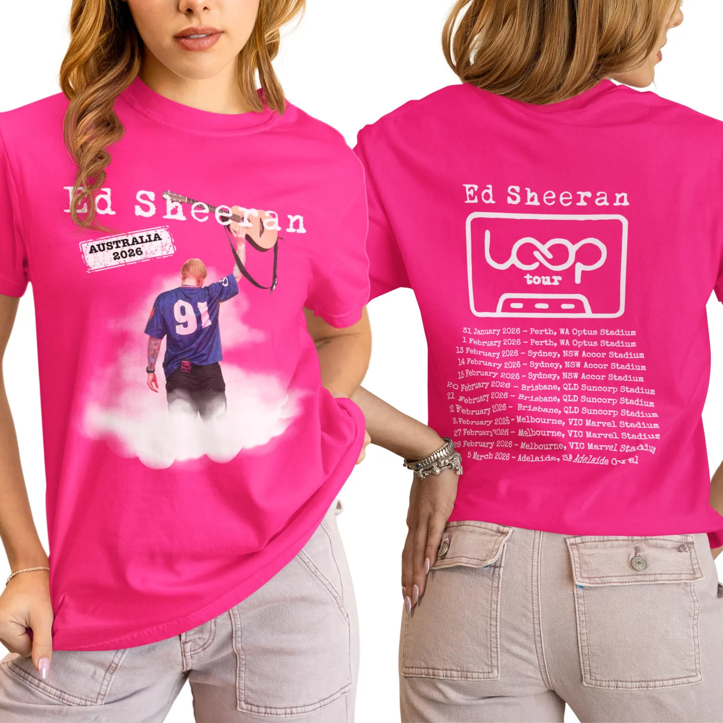 Ed Sheeran concert T-shirt Australia fan made merch