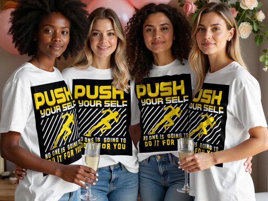 "Push Yourself" Motivational Graphic T-Shirt Boofy