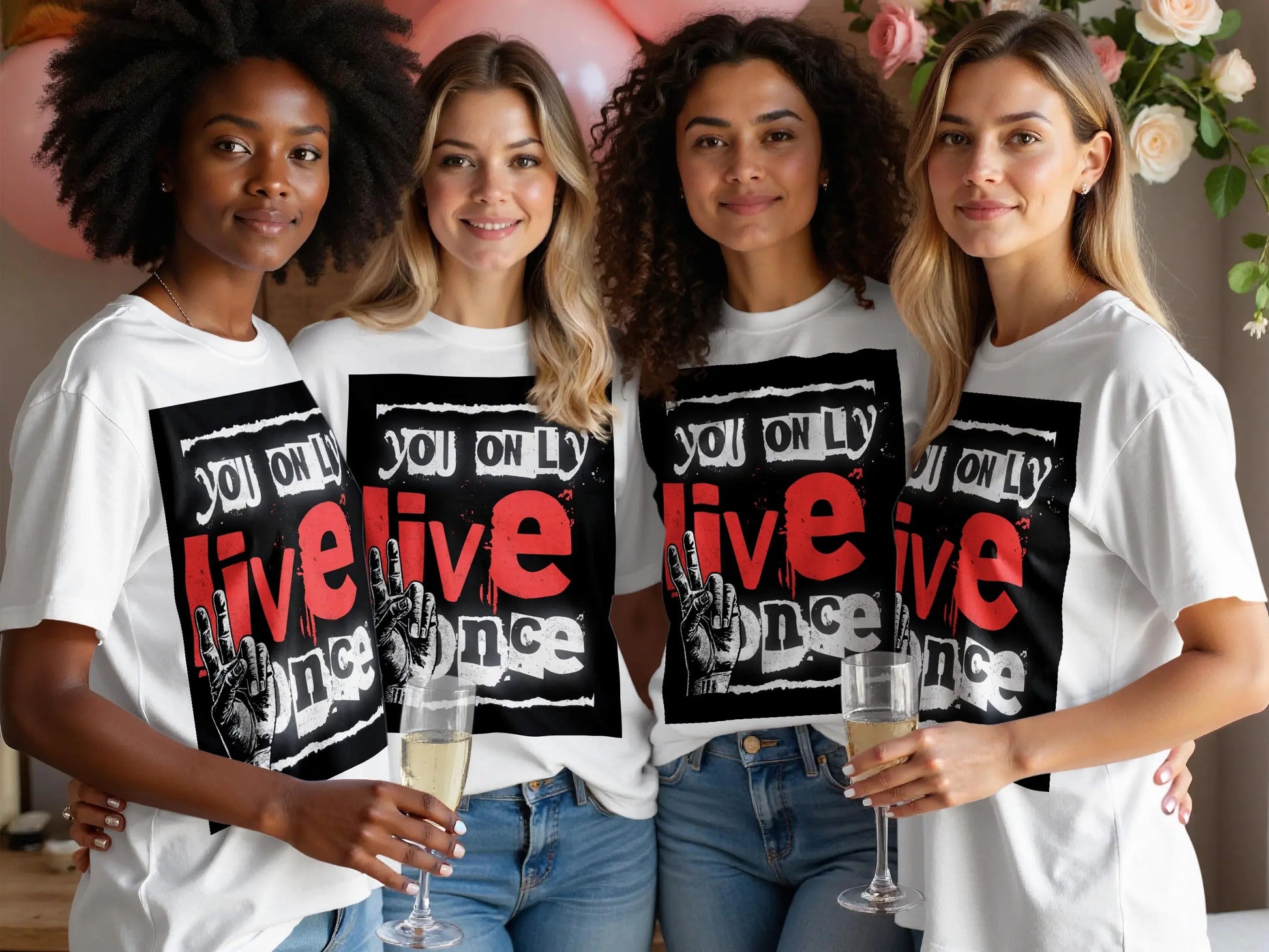 "You Only Live Once" Hand Graphic T-Shirt Boofy