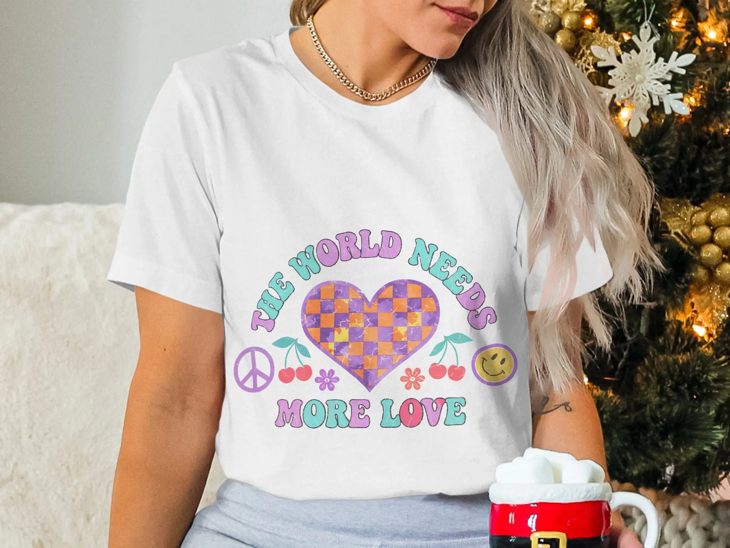 Retro Graphic T-Shirt: "The World Needs More Love" Positive Vibes