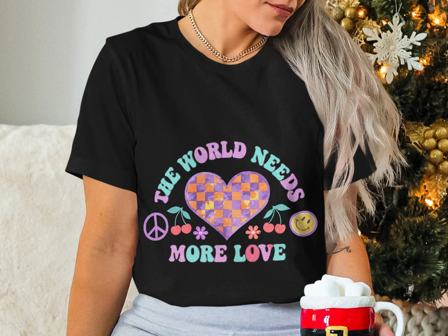 Retro Graphic T-Shirt: "The World Needs More Love" Positive Vibes