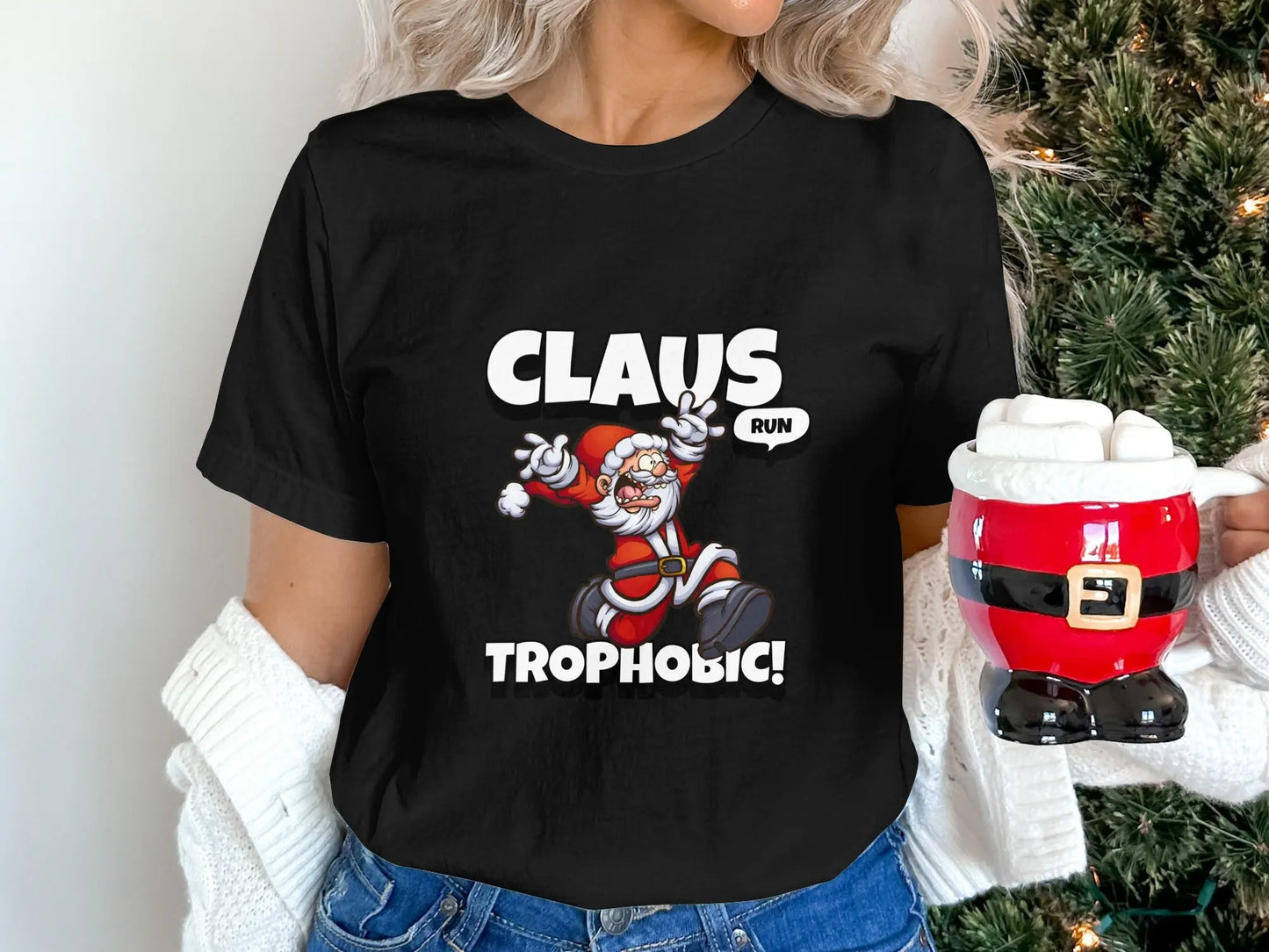 Funny Santa Claus Run "Claustrophobic" Humor T-Shirts Boofy