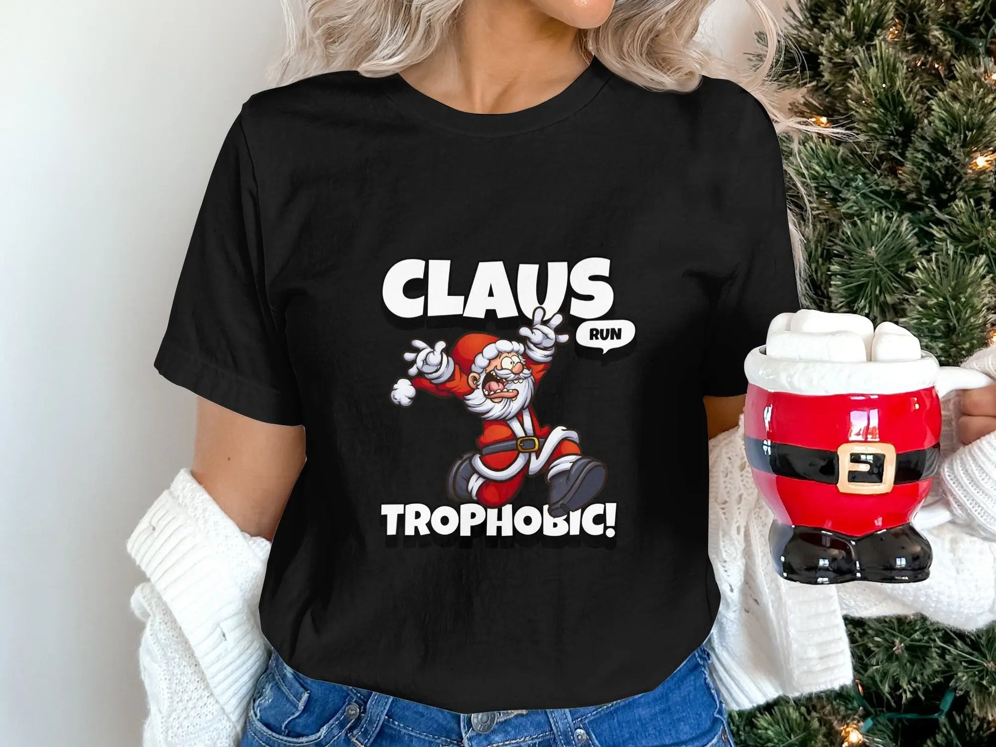 Funny Santa Claus Run "Claustrophobic" Humor T-Shirts Boofy