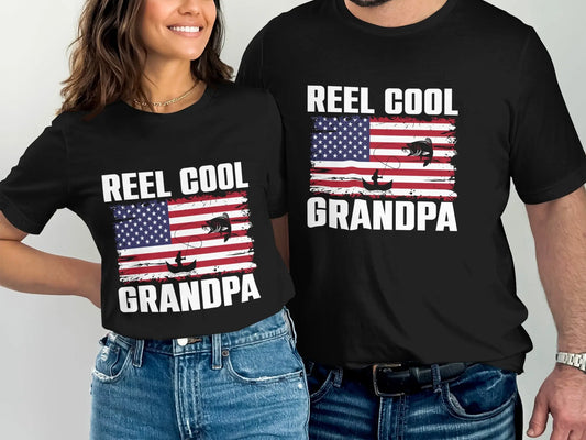 Patriotic Grandpa Fishing T-Shirt Boofy