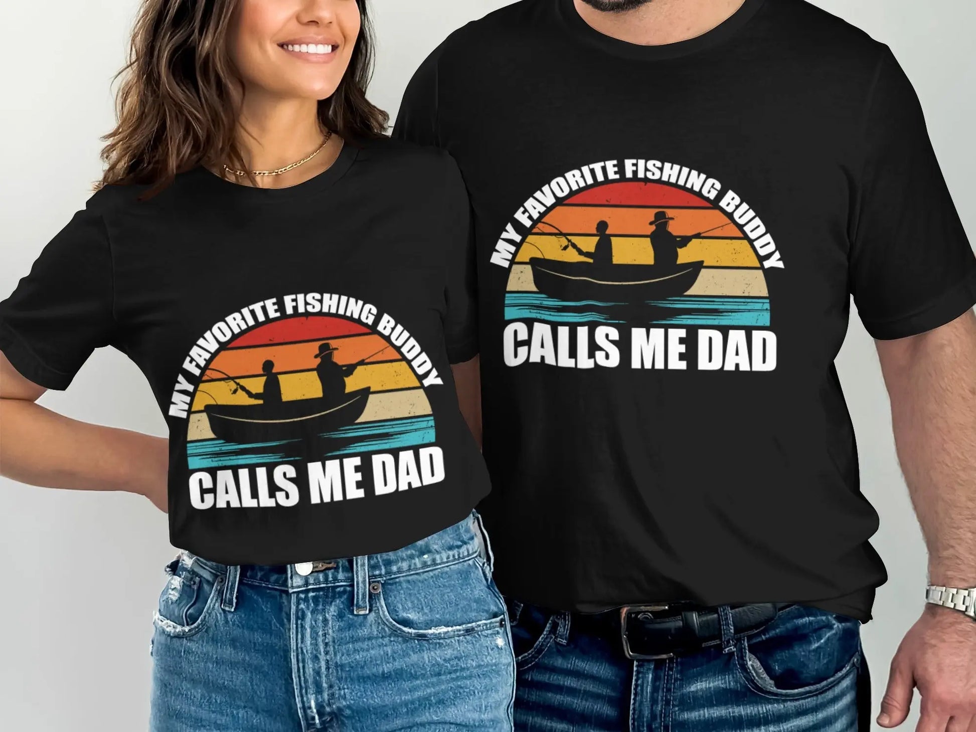 Retro Fishing Boat and Sunset Graphic T-Shirt Boofy