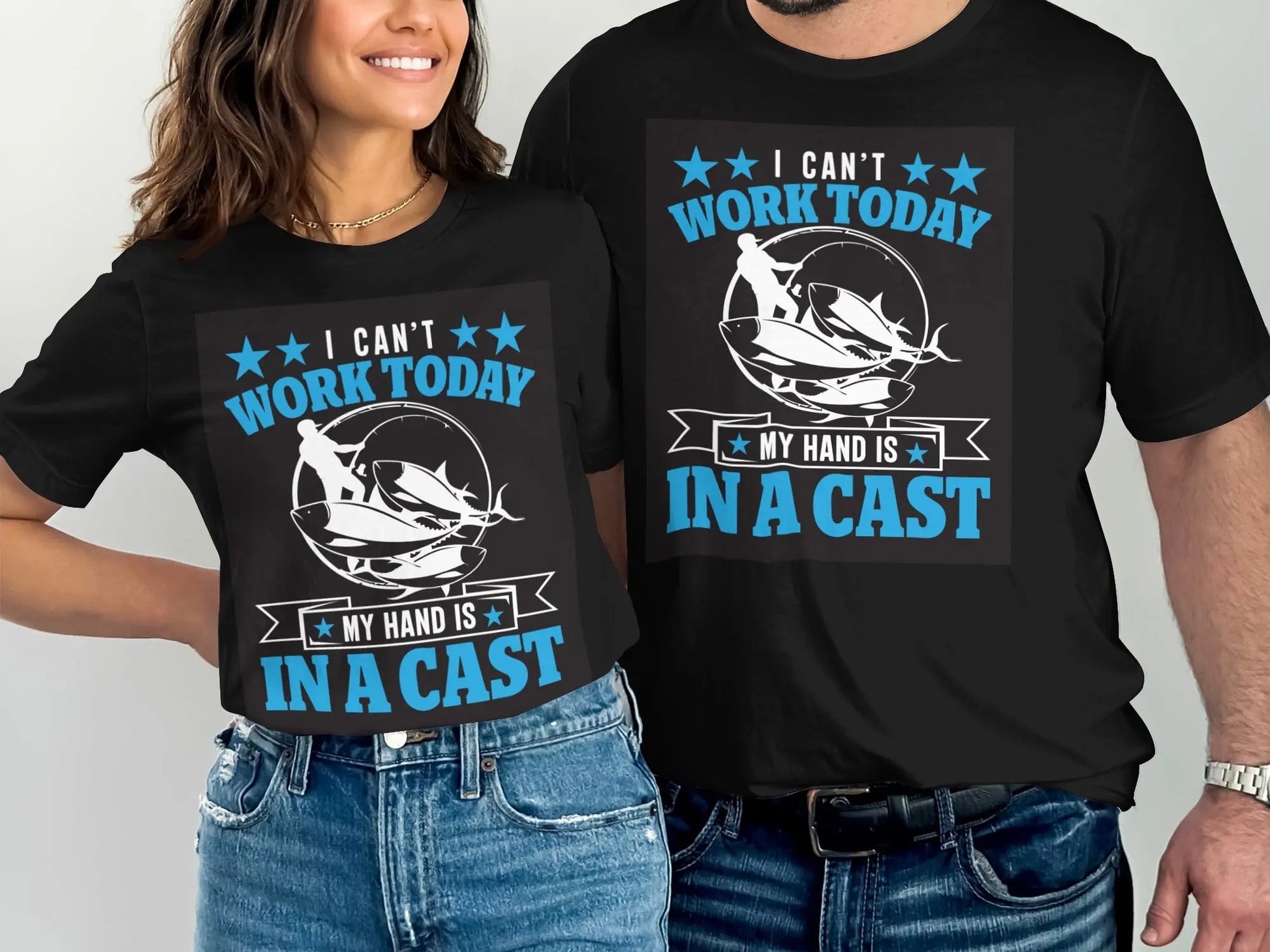 Humorous "Hand Is In A Cast" Fishing Excuse T-Shirt (Copy) Boofy