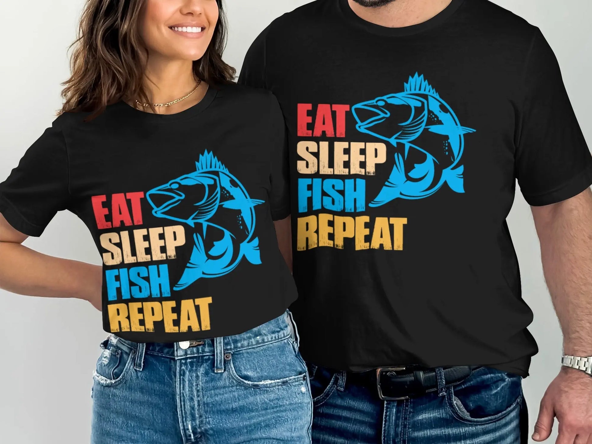"Eat Sleep Fish Repeat" Bold Graphic T-Shirt Boofy