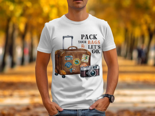 Adventure T-Shirt: "Pack Your Bags And Let's Go" Traveler Tee