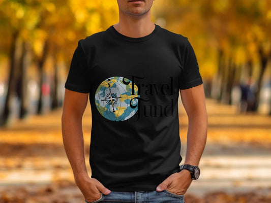 Travel Fund T-Shirt: Earth Compass Globe Artistic Design
