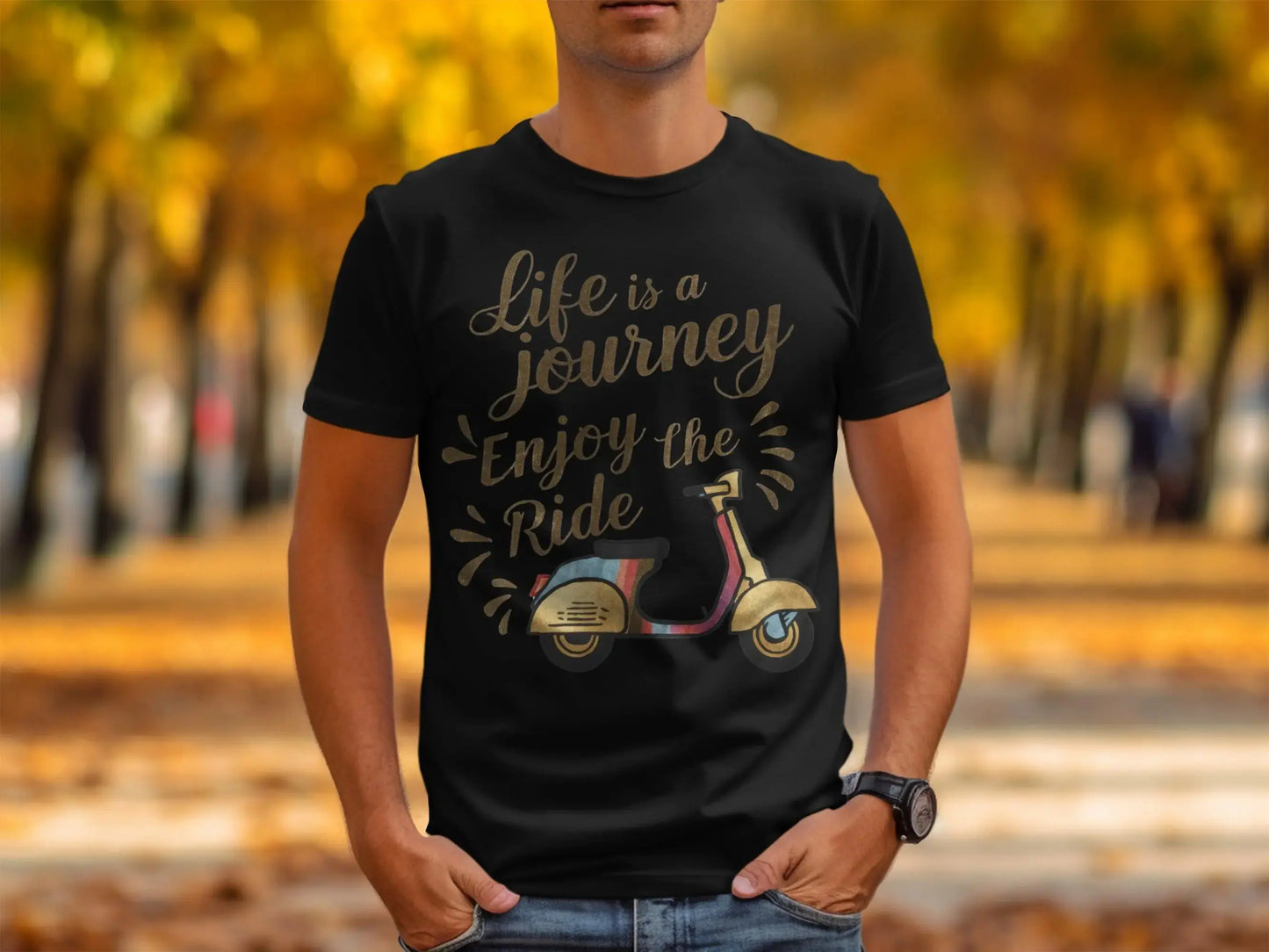 Inspirational Journey T-Shirt: "Life is a Journey Enjoy The Ride" Scooter