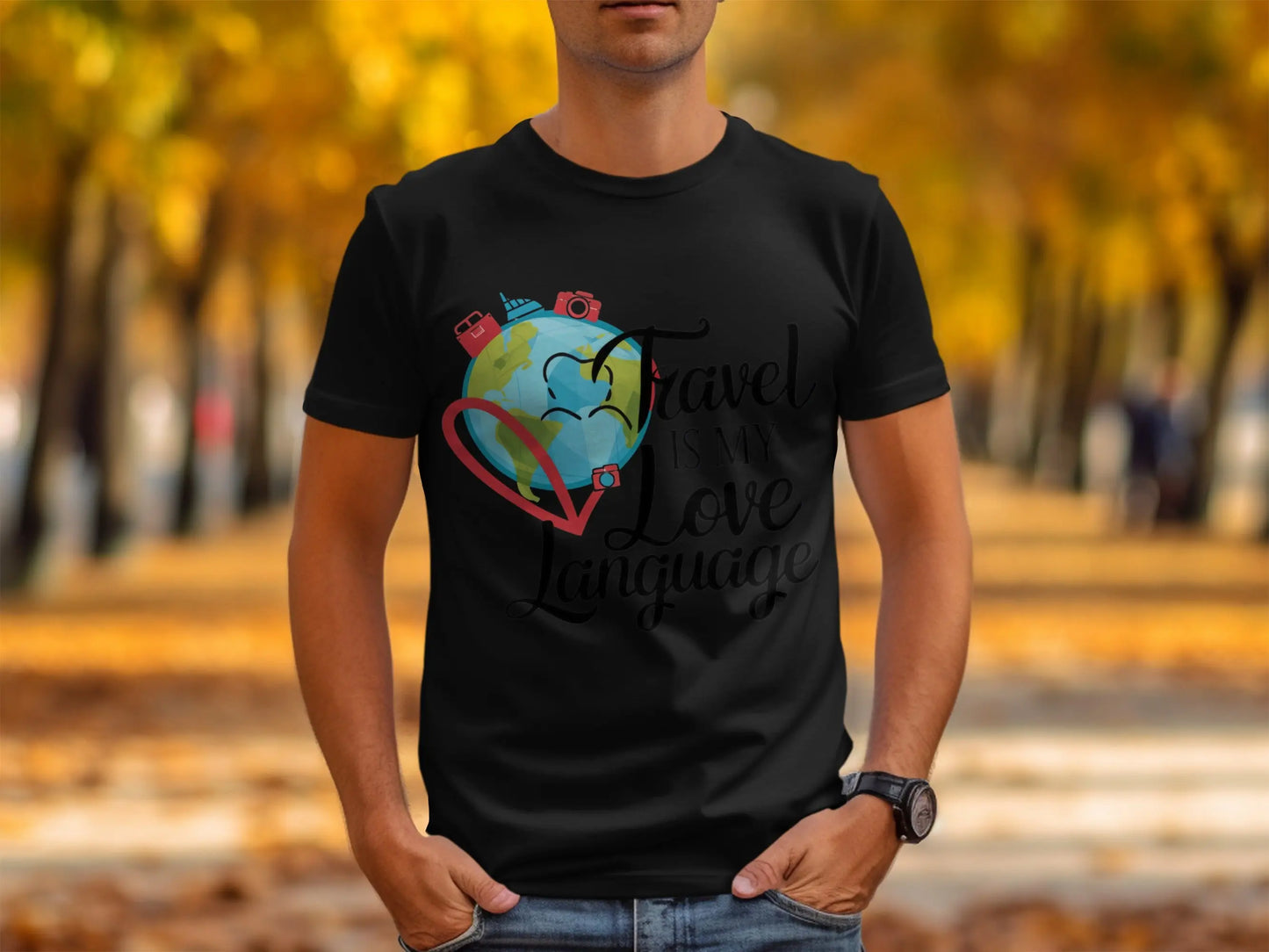 Travel Lover T-Shirt: "Travel Is My Love Language" Earth Globe Tee