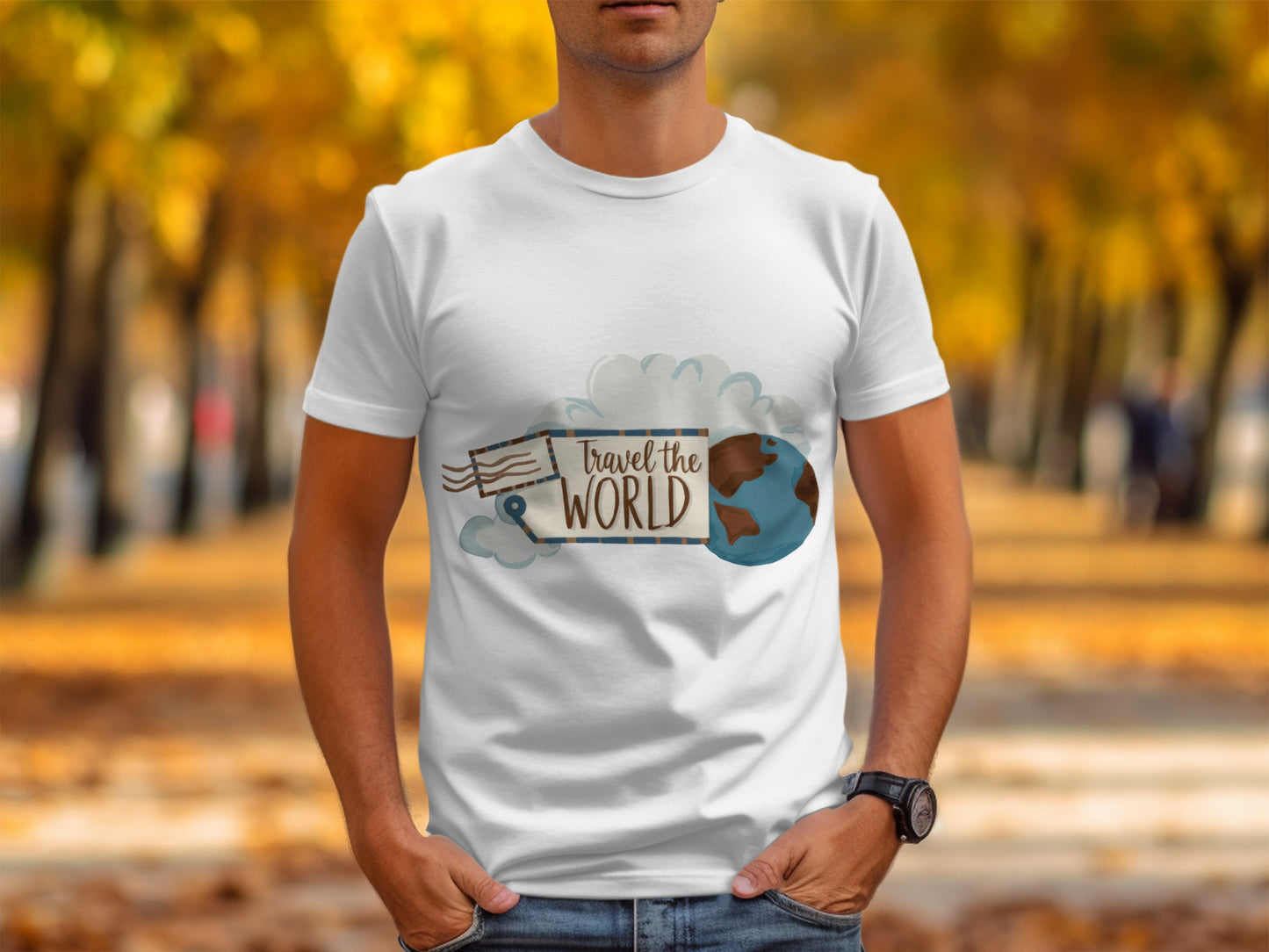 Adventure Travel T-Shirt: "Explore Adventure Travel the World" Globe Art