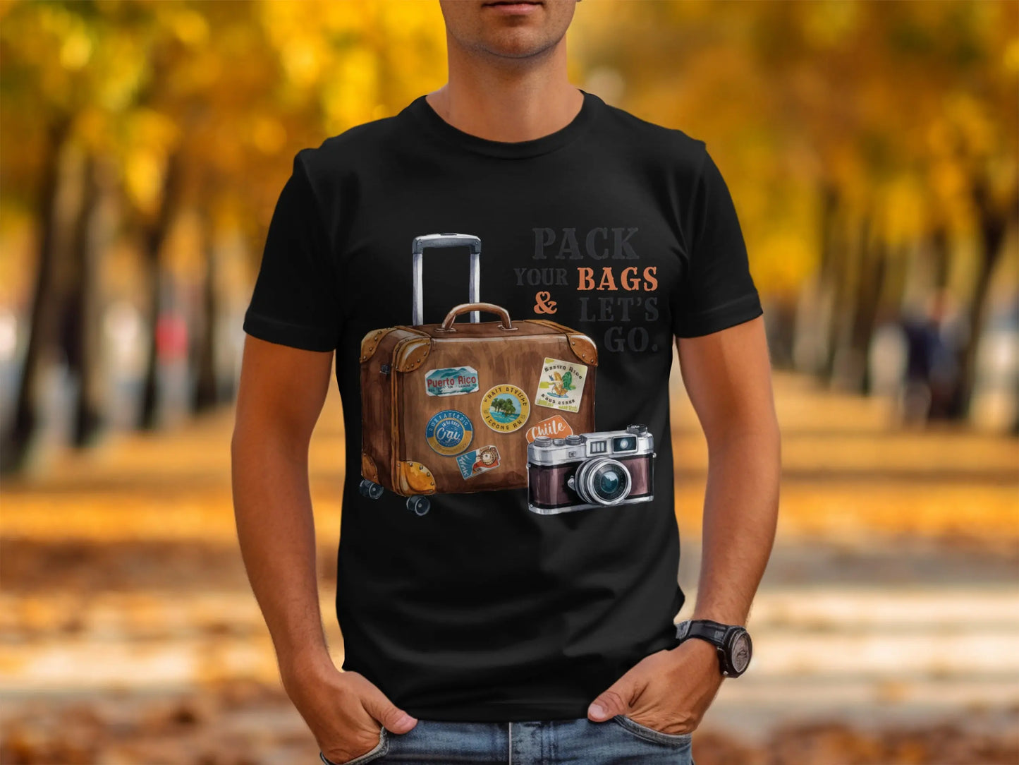 Adventure T-Shirt: "Pack Your Bags And Let's Go" Traveler Tee