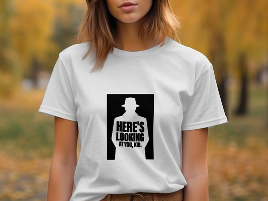 Classic Film T-Shirt: "Here's Looking at You Kid" Silhouette Graphic
