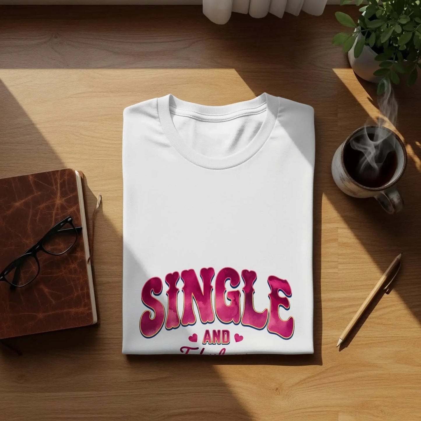 Sassy Statement T-Shirt: Pink Bold "Single And Fabulous" Graphic