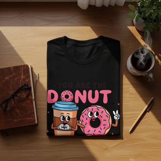 Cute Couple T-Shirt: "You Are the Donut To My Coffee" Food Pun Gift