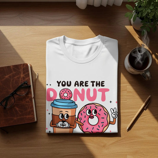 Cute Couple T-Shirt: "You Are the Donut To My Coffee" Food Pun Gift