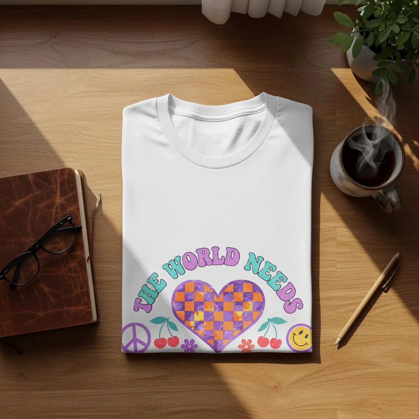 Retro Graphic T-Shirt: "The World Needs More Love" Positive Vibes