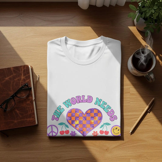 Retro Graphic T-Shirt: "The World Needs More Love" Positive Vibes