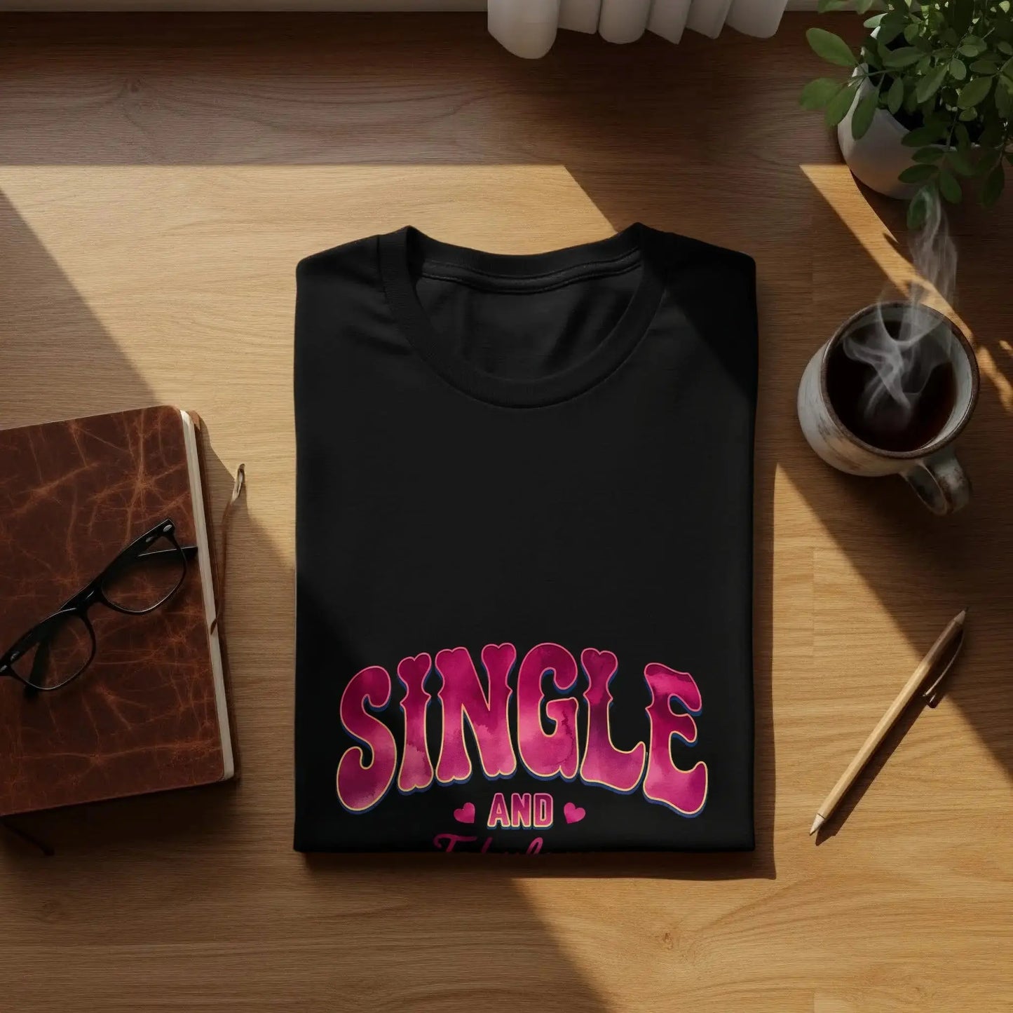Sassy Statement T-Shirt: Pink Bold "Single And Fabulous" Graphic