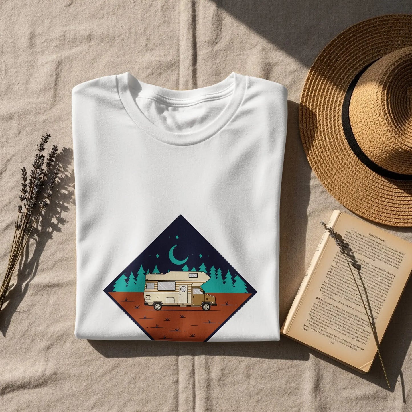 Under the Stars Camper Van Illustration T-Shirts My Store