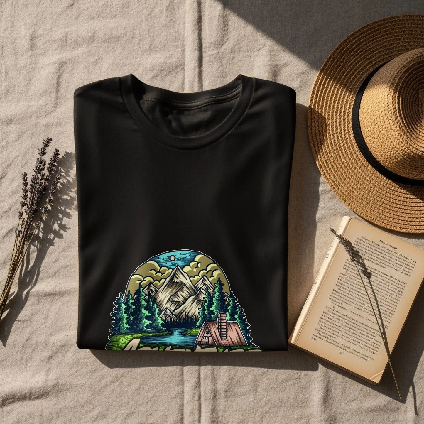 Experience Nature Adventure with Mountains and Cabin T-Shirts My Store