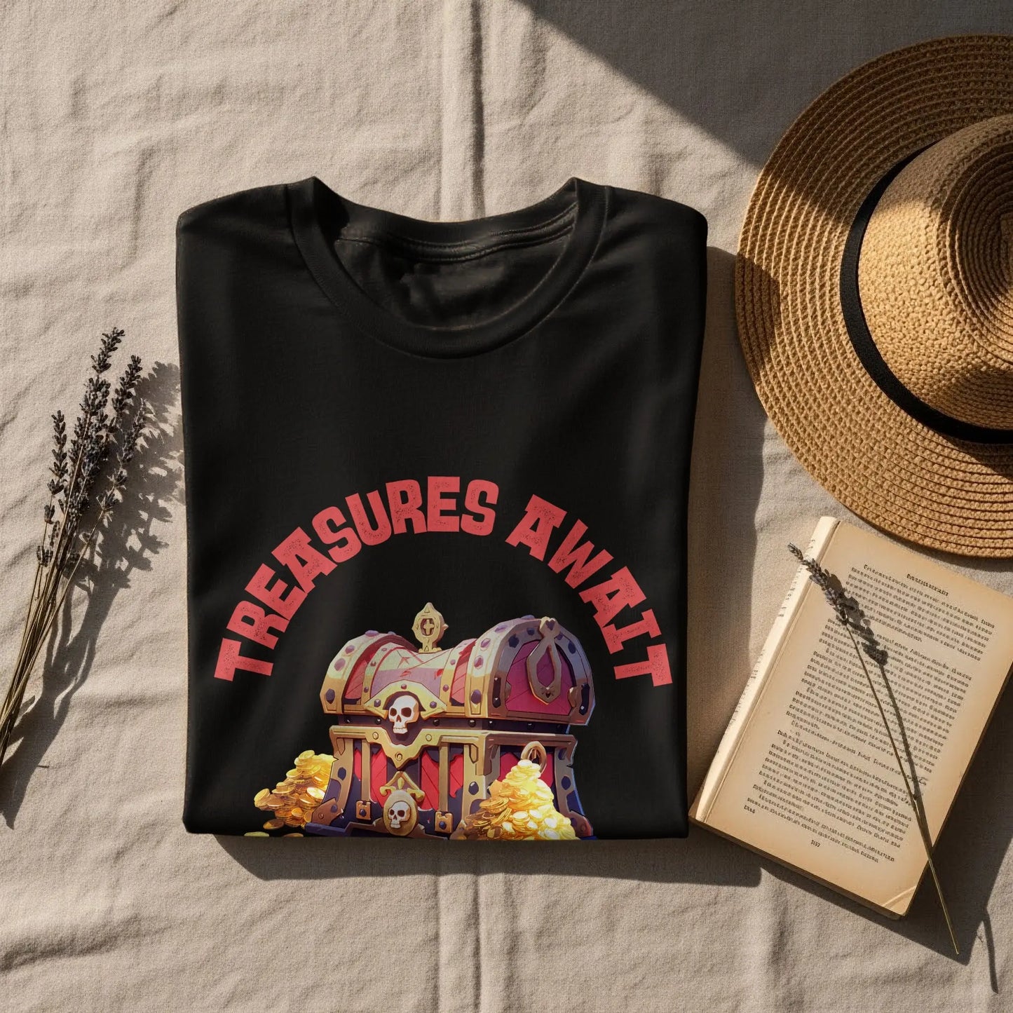 Treasures Await Keep Sailing Pirate Treasure Chest T-Shirt Boofy