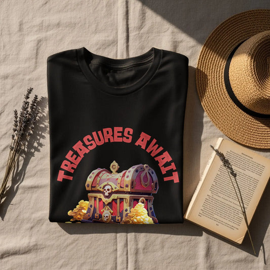 Treasures Await Keep Sailing Pirate Treasure Chest T-Shirt Boofy