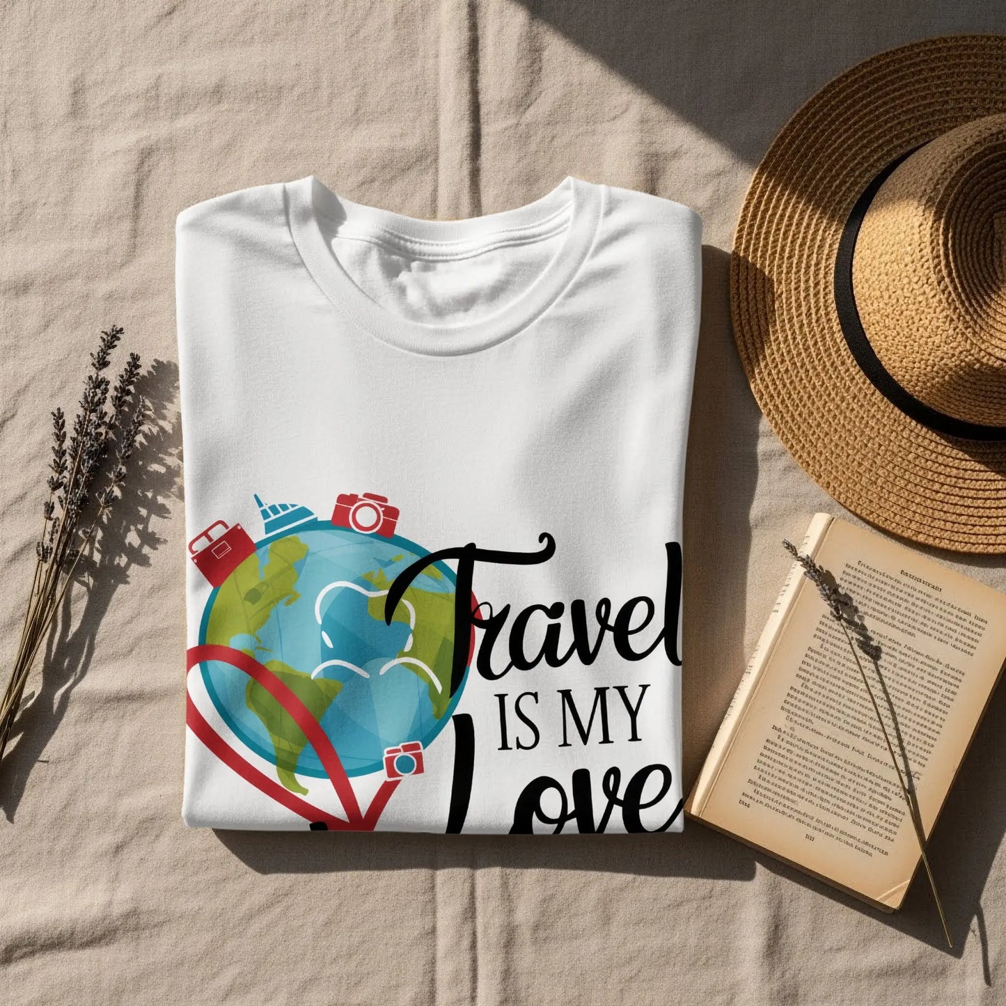 Travel Lover T-Shirt: "Travel Is My Love Language" Earth Globe Tee