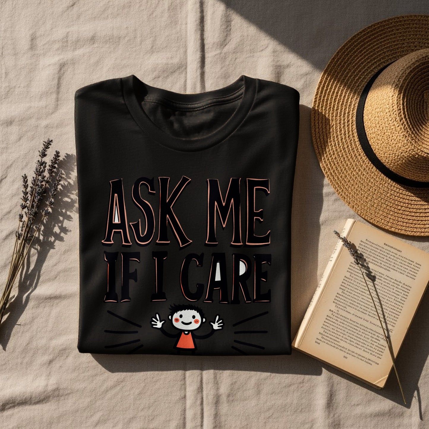 Sarcastic T-Shirt: "Ask Me If I Care Spoiler I Don't" Novelty Design