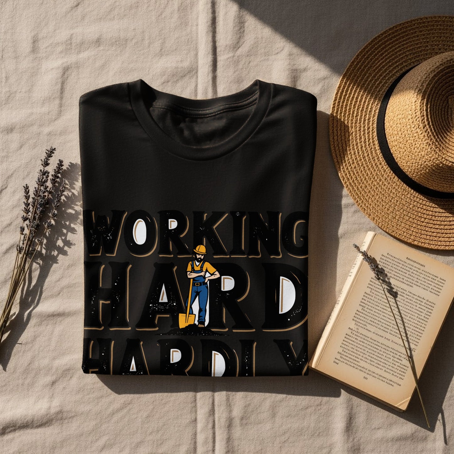 Work Humor T-Shirt: "Working Hard Hardly Working" Construction Worker